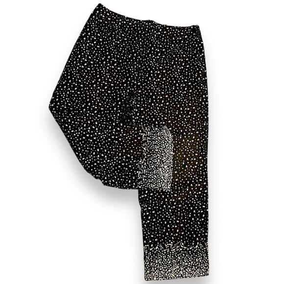 Susan Bristol All Over Print Capri Pants Womens 14 Black Zip Casual Retro Boho - Picture 1 of 8